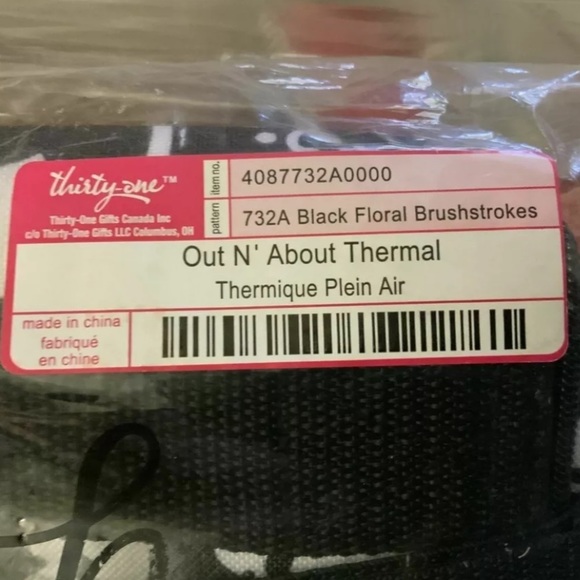 Thirty One Out N’ About Thermal #4087 BLACK FLORAL BRUSHSTROKES NIP - Picture 3 of 8
